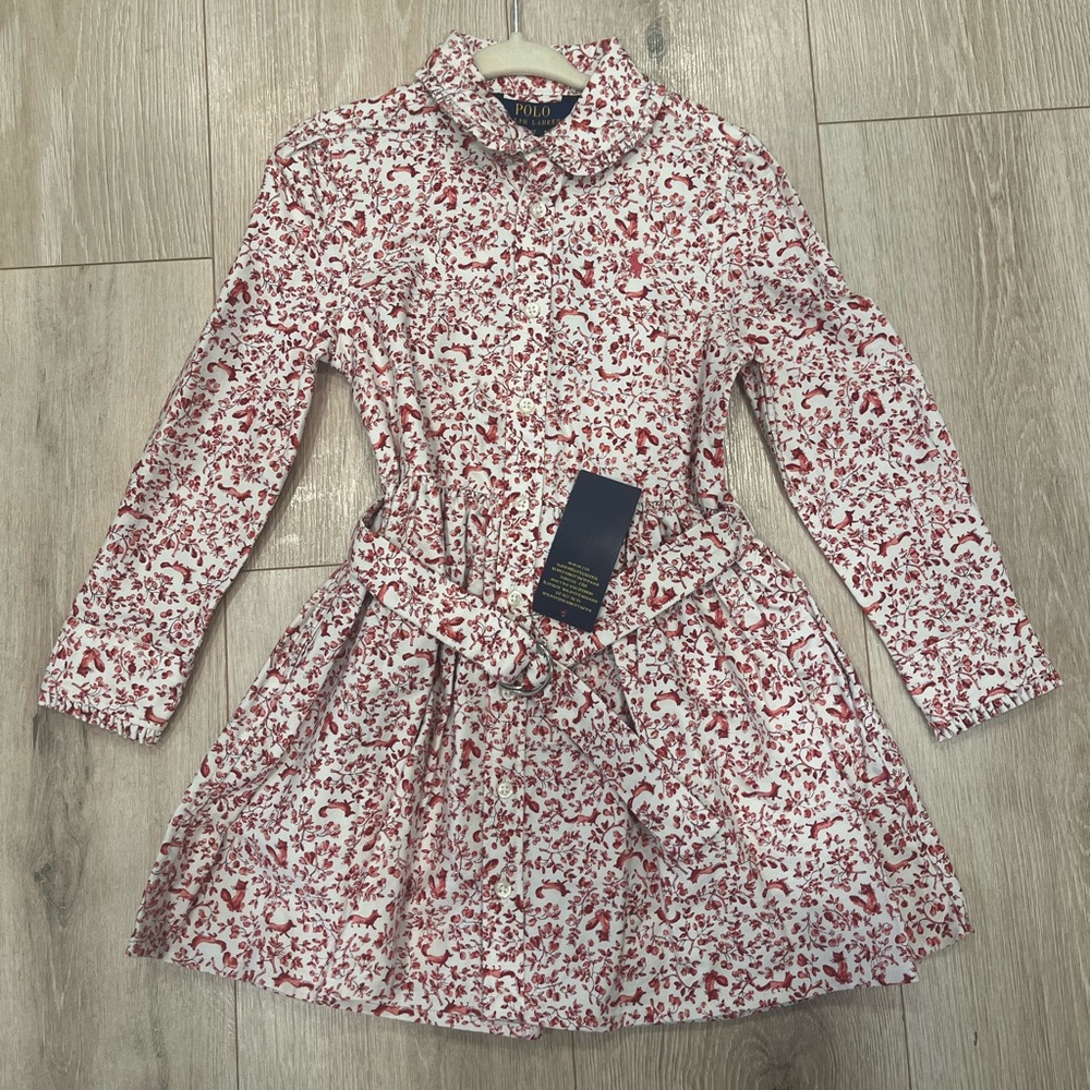 Ralph Lauren Red and White Floral Shirt - NWT, Size 4T